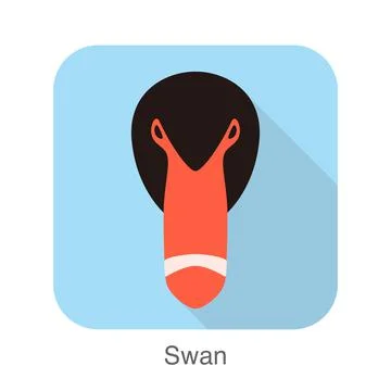 Swan head vector icon, front face, vector Stock Illustration