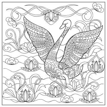 Swan in the lake Stock Illustration