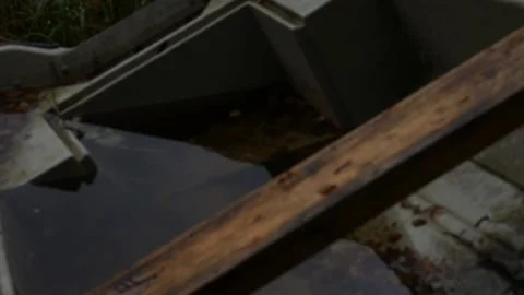 Swan In A Lake By A Stranded Boat Stock Footage 220306571