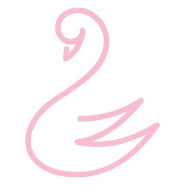 Swan logo continuous pink line symbol icon drawing Stock Illustration