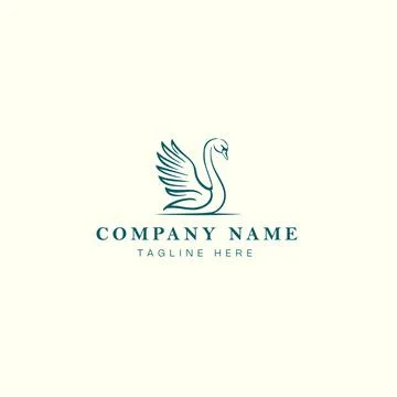 Swan logo design vector icon illustration on background, swan logo template Illustrazione stock