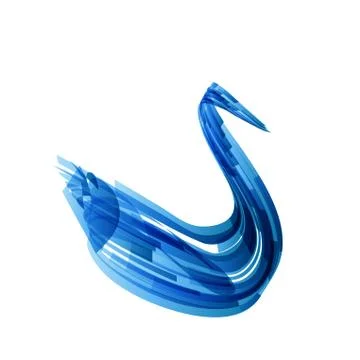 Swan logo on white in technology style, vector Stock Illustration