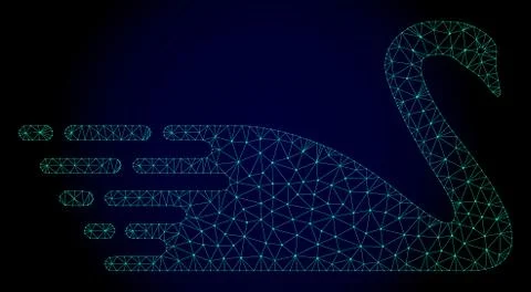 Swan Polygonal Frame Vector Mesh with Fast Motion Effect 스톡 일러스트