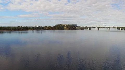 Swan river Optus stadium, Perth Australia aerial footage Stock Footage 108433598