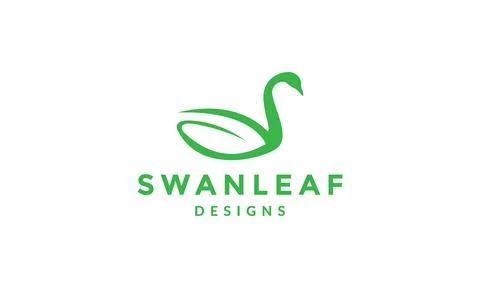 Swan shape with leaf green logo vector icon illustration design Stockillustratie