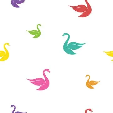 Swan vector art background design for fabric and decor. Seamless pattern 스톡 일러스트