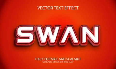 Swan vector eps 3d text effect illustration design. Stock Illustration