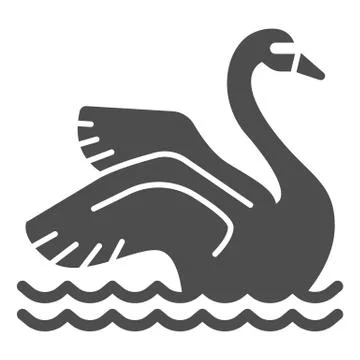 Swan on the water solid icon, Amusement park concept, park elegant waterbird Stockillustratie