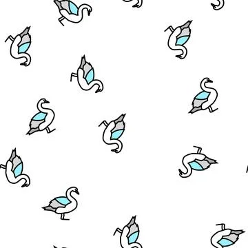 Swan wild bird vector seamless pattern Stock Illustration