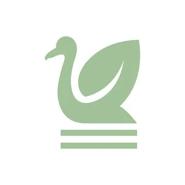 Swan with wings leaf logo design vector flat Stock Illustration