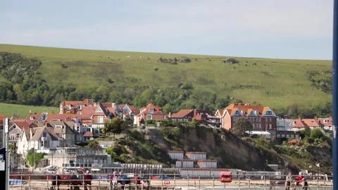 Swanage look down beach, landscape 스톡 동영상 137921623