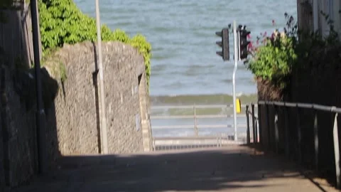 Swanage sea view from pathway 스톡 동영상 137922082