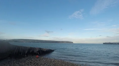 Swanage Winter Time Lapse Balloon Stock Footage 71815371