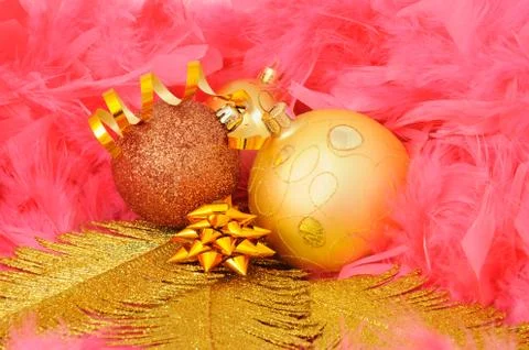 Swan's down and decorations Stock Photos