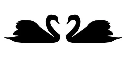 Swans Silhouettes Stock Illustration