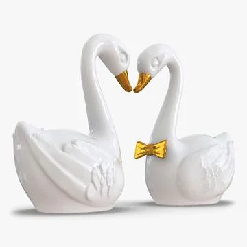 Swans Wedding Cake Topper 3D Model