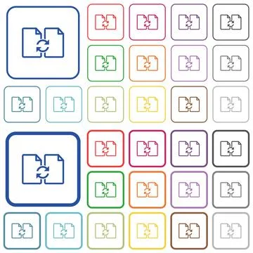 Swap documents outlined flat color icons Stock Illustration