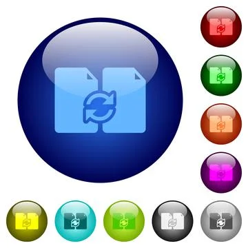 Swap documents solid color glass buttons Stock Illustration