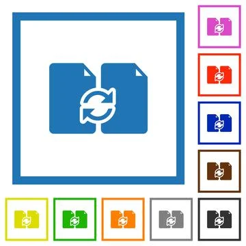 Swap documents solid flat framed icons Stockillustratie