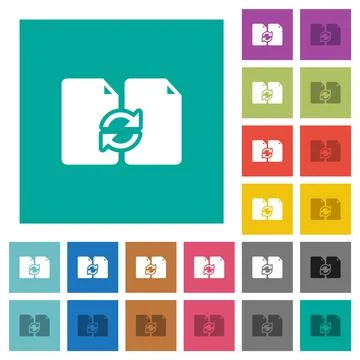 Swap documents solid square flat multi colored icons Illustrazione stock