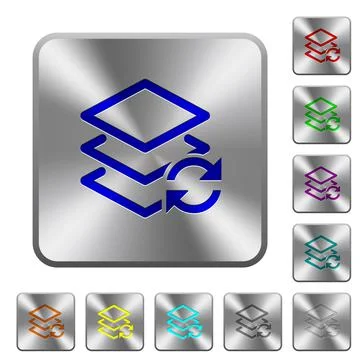 Swap layers rounded square steel buttons Illustrazione stock