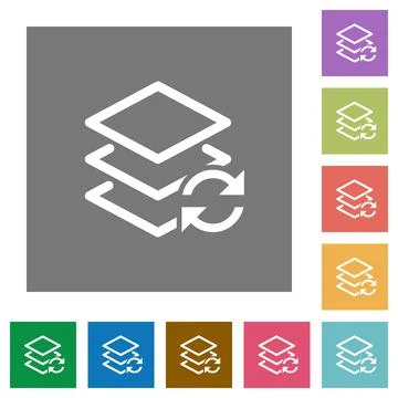 Swap layers square flat icons Stock Illustration