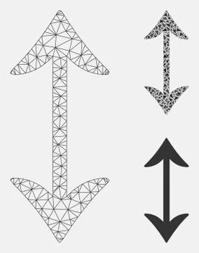 Swap Vertically Vector Mesh Carcass Model and Triangle Mosaic Icon Stock Illustration