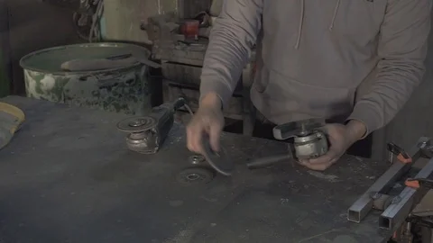 Swapping grinding disks Stock Footage 104444650