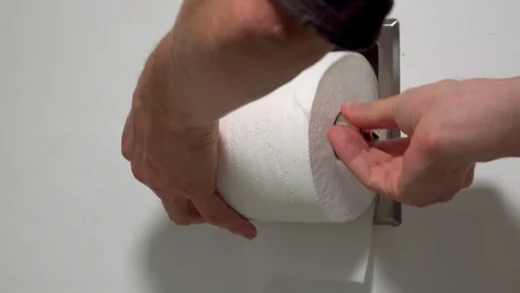 Swapping Toilet Paper Roll Backwards Stock Footage 128783147