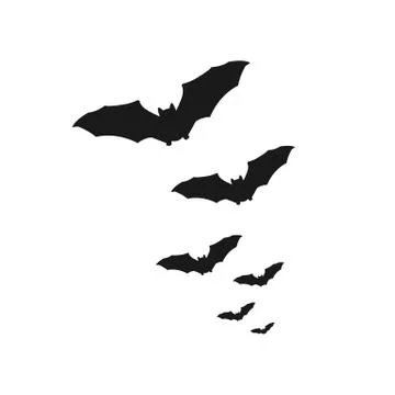 Swarm of bats vector isolated on white background. Flock of bats. Vector EPS1 Stock Illustration