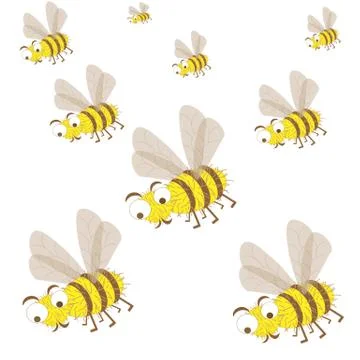 A swarm of bees set insects Stock Illustration