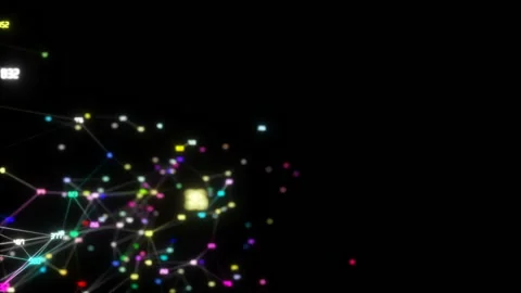 A swarm of colored numbers in the corner.3d rendered abstract plexus shapes Stock Footage 98218639