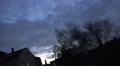 Swarm crows flying back to the city at cloudy evening HD Footage