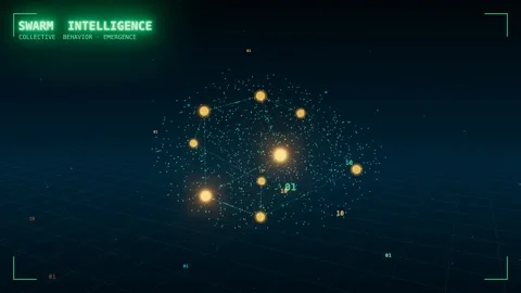 Swarm intelligence flocking collective behavior Stockbeeldmateriaal 340000299