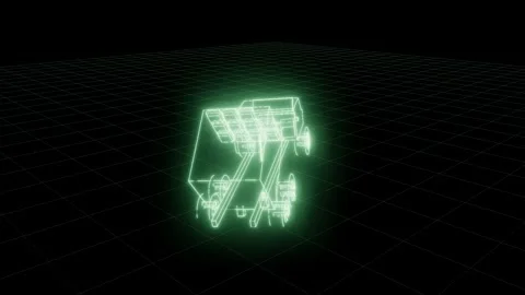 Swarm launcher phosphor tumbling turntable technical drawing 3D animation 스톡 동영상 342241786
