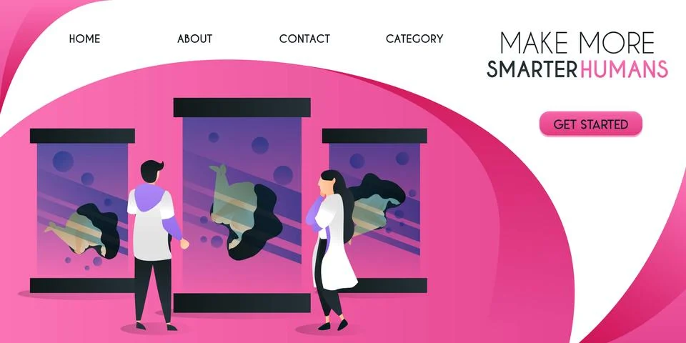 A swarm of scientists who are developing smarter humans vector illustration c Stock Illustration
