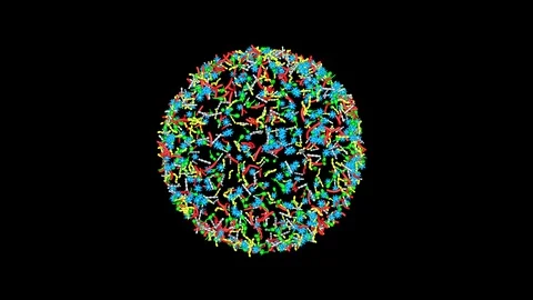 Swarm of Viruses , germs , bacteria spreading and reproducing .  3d rendering Stock Footage 126481645
