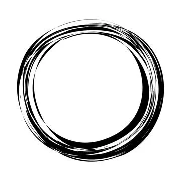 Swash circle hand painted with black ink brush Stock Illustration