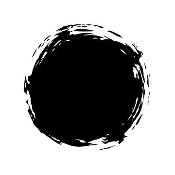 Swash circle hand painted with black ink brush Stock Illustration