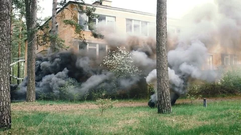 The SWAT is coming. Smoke screen Stock Footage 76755597
