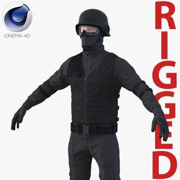 SWAT Man Rigged 2 for Cinema 4D 3D Model 3D Model