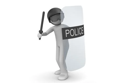 Swat with shield (3d characters isolated on white background series) Stock Illustration