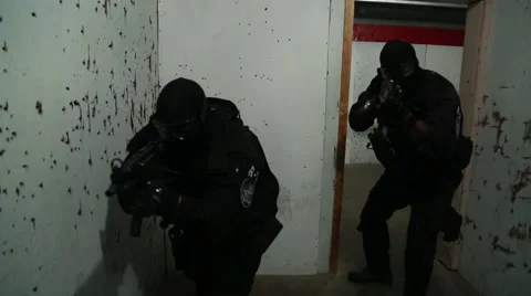 SWAT Team - 2 man entry block 2 Stock Footage 58306832