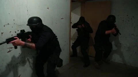 SWAT Team - 3 Man Entry Stock Footage 58303745