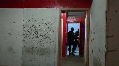 SWAT Team - 4 man Full Entry Stock Footage 58306702