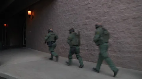 Swat Team on the move in formation Stock Footage 31993305