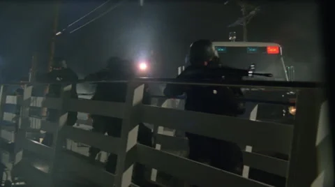 SWAT Team Storm Down Boat Ramp 1 Stock Footage 45890724