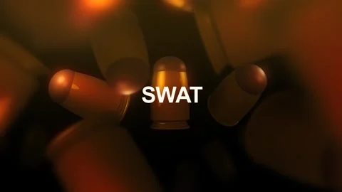 SWAT Text over 3D Spinning Bullets Background 2 Stock Footage 332552114