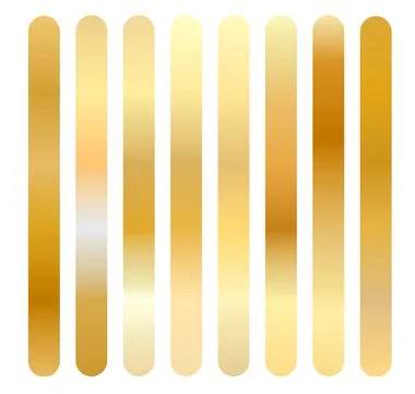 Swatch set of vertical rounded golden metallic gradient line bars isolated .. イラスト素材