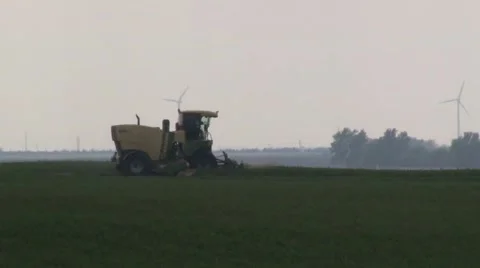 Swather Down Hill Stock Footage 45519430